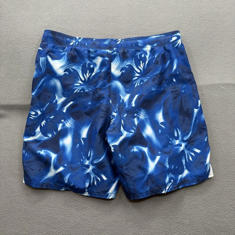 Nike Swim Shorts Mens Large Blue Hawaiian Floral Trunks‎ Mesh Lined Quick Dry